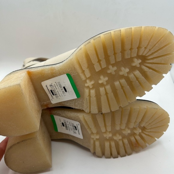 NEW 39.5 Free People Jesse Cutout Ankle Boots Leather Off-White Lug Sole Strappy - Picture 13 of 13